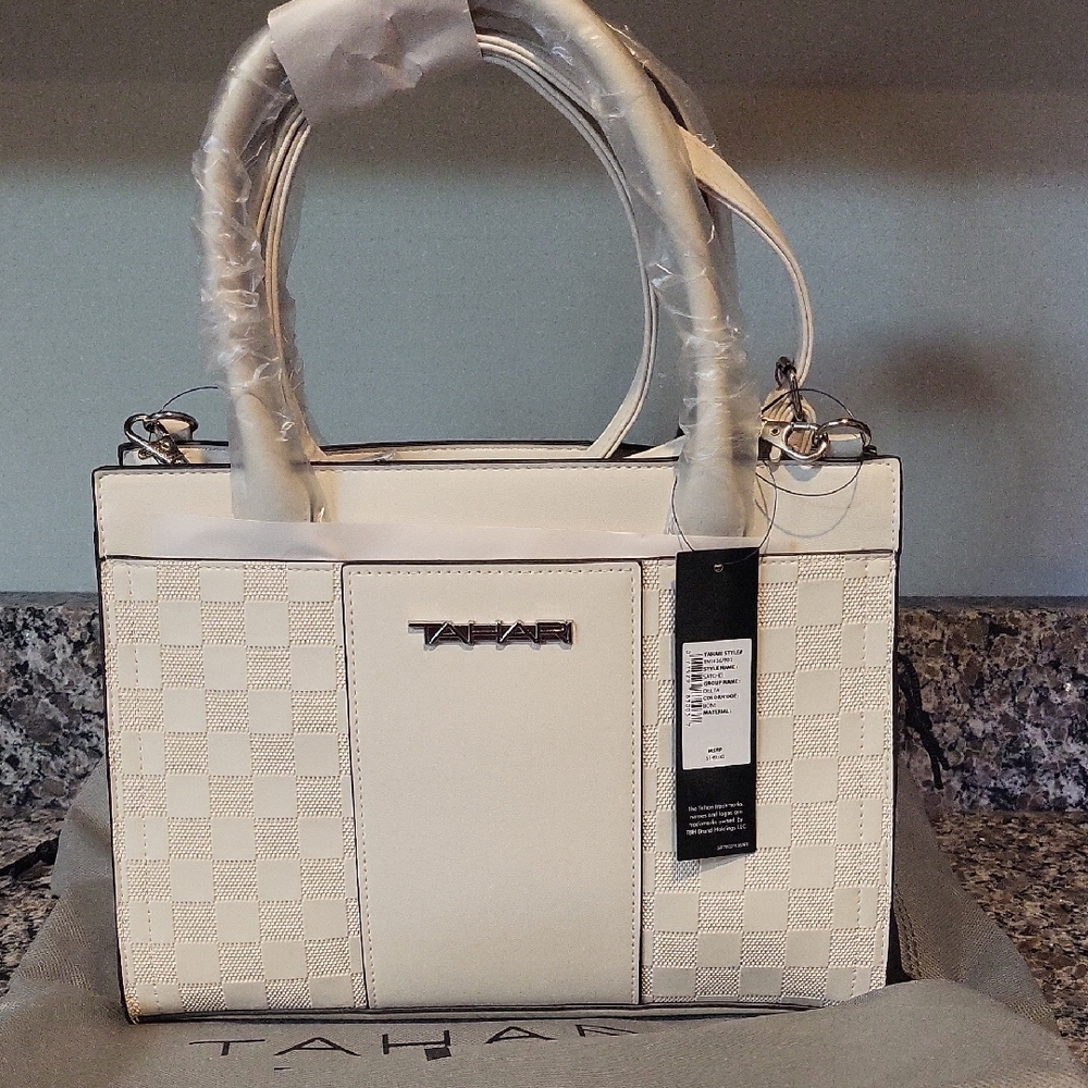Tahari  BONE DELTA Cream HOBO/ Satchel Bag NWT w/ dust bag.